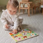 Medinė montessori ūkio dėlionė su rankenėlėmis