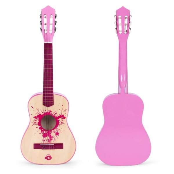 Medinė rožinė šešių stygų gitara vaikams 76 cm