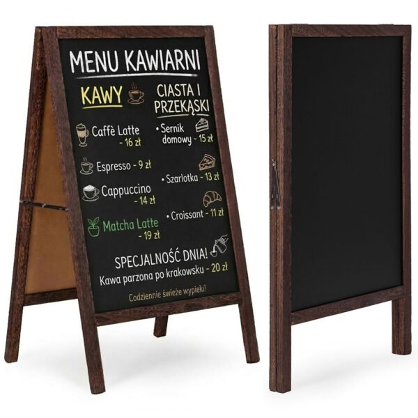 Medinis dvipusis kreidinis reklaminis stovas 83x50 cm