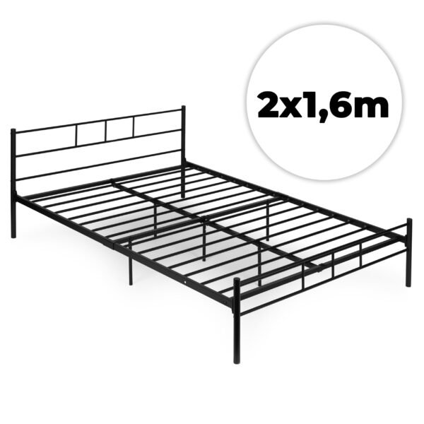Metalinė lova 160x200 cm su grotelėmis juoda