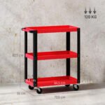 Metalinis įrankių vežimėlis su 3 lentynomis, mobilus, 120 kg – Paveikslėlis 3