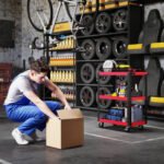 Metalinis įrankių vežimėlis su 3 lentynomis, mobilus, 120 kg – Paveikslėlis 7
