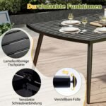 Metalinis lauko valgomojo stalas 6 asmenims su skėčio anga (Juoda) – Paveikslėlis 5