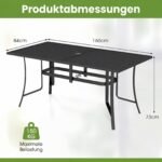 Metalinis sodo stalas su skėčio anga 6 asmenims (Juoda) – Paveikslėlis 2