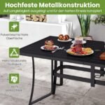 Metalinis sodo stalas su skėčio anga 6 asmenims (Juoda) – Paveikslėlis 3