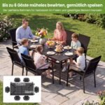 Metalinis sodo stalas su skėčio anga 6 asmenims (Juoda) – Paveikslėlis 4