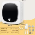 Mini skalbyklė 4,5 kg automatinė ir skalbinių džiovintuvas 5 kg kompaktiškas (Balta ir Pilka) – Paveikslėlis 3