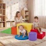 Minkštų putų kaladėlių rinkinys 6 dalių vaikams vidaus žaidimams (Raudona)