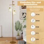 Modernus toršeras su 3 E27 lizdais ir kojiniu jungikliu (Auksinė) – Paveikslėlis 3