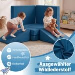 Modulinė 10 dalių žaidimų sofa vaikams su nuimamu užvalkalu (Mėlyna) – Paveikslėlis 4