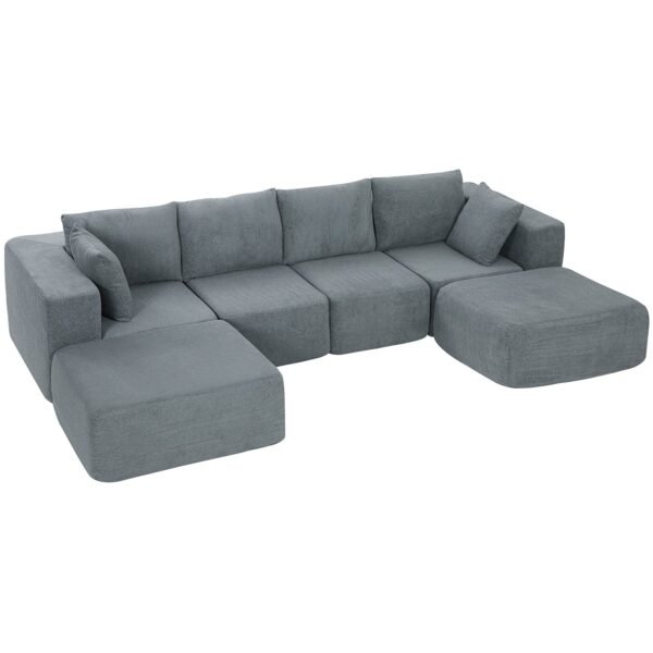 Modulinė U-formos sofa su miegama funkcija ir plačiomis giliomis sėdynėmis