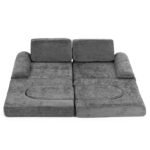 Modulinė sofa vaikams iš pilko šinilo audinio
