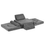 Modulinė sofa vaikams iš pilko šinilo audinio