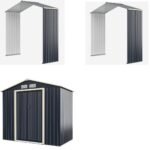 Modulinis metalinis sodo sandėliukas su ventiliacija ir užraktu (Pilka)