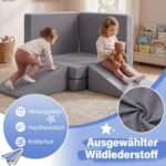 Moduliuojama 10 dalių žaidimų sofa vaikams su nuimamu užvalkalu (Pilka) – Paveikslėlis 4