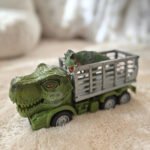 Nuotolinio valdymo dinozaurų automobilis su figūrėle, žalias