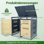 Oro sąlygoms atspari dviguba šiukšliadėžių dėžė (Geltona) – Paveikslėlis 2