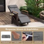 PE rotango gultai su reguliuojamu atlošu ir paminkštinimais 2 vnt. (Pilka) – Paveikslėlis 5