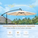 Pakabinamas sodo skėtis 350 cm su saulės energijos LED apšvietimu (Smėlio) – Paveikslėlis 4