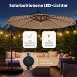 Pakabinamas sodo skėtis 350 cm su saulės energijos LED apšvietimu (Smėlio) – Paveikslėlis 5