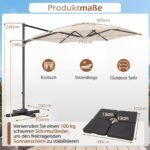 Pakabinamas sodo terasos skėtis su užpildomu stovu Ø 305 cm (Smėlio)