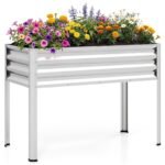 Pakelta metalinė sodo lysvė su kojelėmis ergonominio aukščio (Sidabrinė)