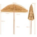 Paplūdimio skėtis (Ø 175 cm) su šiaudų imitacija ir gultas su reguliuojamu atlošu (Juoda)