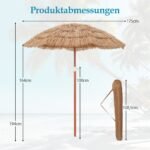 Paplūdimio skėtis havajietiško stiliaus su nešiojimo krepšiu ir stovu (Natūrali) – Paveikslėlis 2