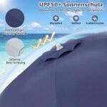 Paplūdimio skėtis nuo saulės su UPF 50+ apsauga ir pakreipimo funkcija (Jūros mėlyna) – Paveikslėlis 3