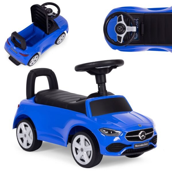 Paspiriamas Mercedes-Benz automobilis su interaktyviu vairu ir garsais mėlynas