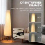 Pastatomas LED reguliuojamo ryškumo šviestuvas su mediniu trikoju ir medžiaginiu gaubtu