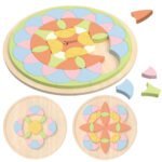 Pastelinė Montessori dėlionė mandaloms su gėlių motyvais