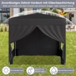 Greitai išskleidžiamas paviljonas su 4 nuimamomis sienelėmis 3x3 m (Juoda) – Paveikslėlis 3