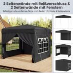 Greitai išskleidžiamas paviljonas su 4 nuimamomis sienelėmis 3x3 m (Juoda) – Paveikslėlis 4