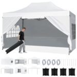 Paviljonas 3x4 5 m išskleidžiamas greito surinkimo su nuimamomis sienelėmis (Balta)