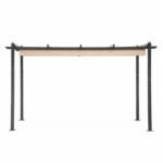 Pergola terasai ir sodui, 4x3 m, plieninė, smėlio spalvos