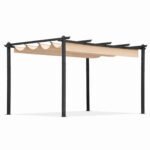 Pergola terasai ir sodui, 4x3 m, plieninė, smėlio spalvos