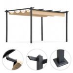 Pergola terasai ir sodui, 4x3 m, plieninė, smėlio spalvos