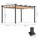 Pergola terasai ir sodui, 4x3 m, plieninė, smėlio spalvos