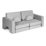 Pilka modulinė sofa vaikams iš 10 minkštų dalių