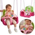 Plastikinės 3in1 sūpynės rožinės