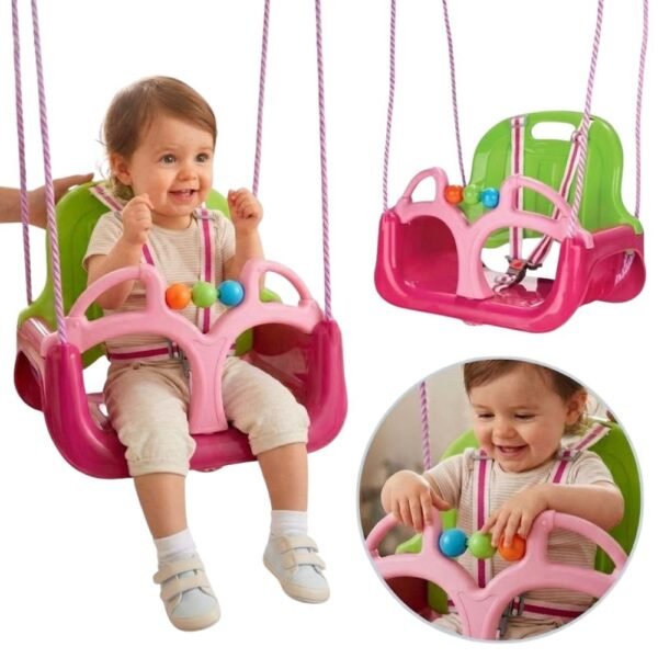 Plastikinės 3in1 sūpynės rožinės