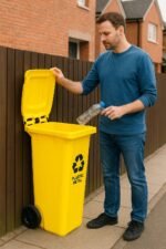 Plastikinis 120 l atliekų konteineris su guminiais ratais