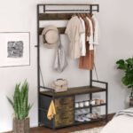 Prieškambario kabykla 6-in-1, su batų lentyna, 10 kabliukų ir 2 stalčiais, industrinio stiliaus – Paveikslėlis 8