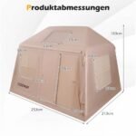 Pripučiama kempingo palapinė 4-6 asmenims su oro pompa ir tinkleliais nuo uodų (Chaki) – Paveikslėlis 2