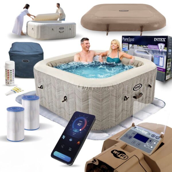 Pripučiamas kvadratinis SPA baseinas su hidromasažu 4 asmenims