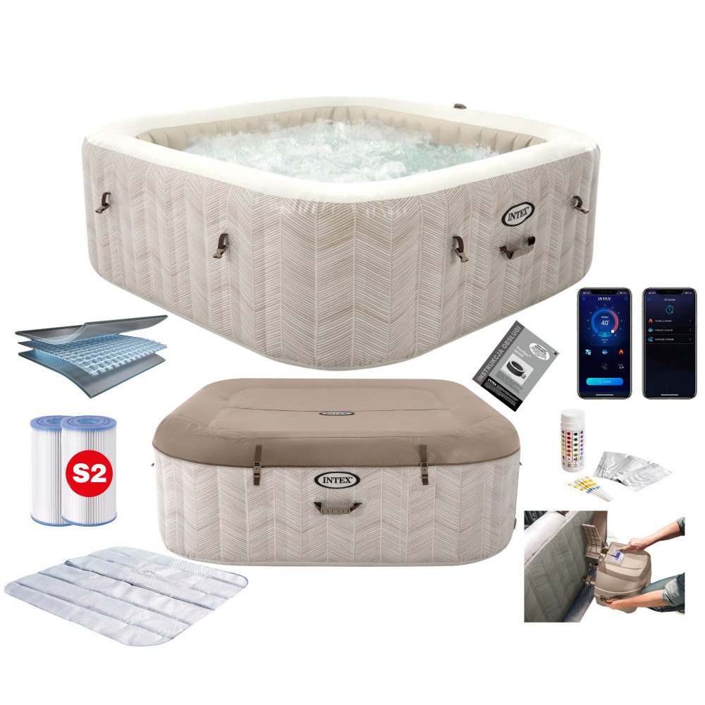 Pripučiamas kvadratinis SPA baseinas su hidromasažu