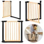 Reguliuojama 74-80 cm medžio ir metalo apsauginė tvorelė durims ir laiptams