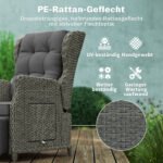 Rotango lauko kėdė su reguliuojama nugaros/pėdų atrama bei atlenkiamu staliuku – Paveikslėlis 5