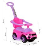 Rožinė 3in1 paspiriamoji mašinėlė, stumdukas ir vaikštynė